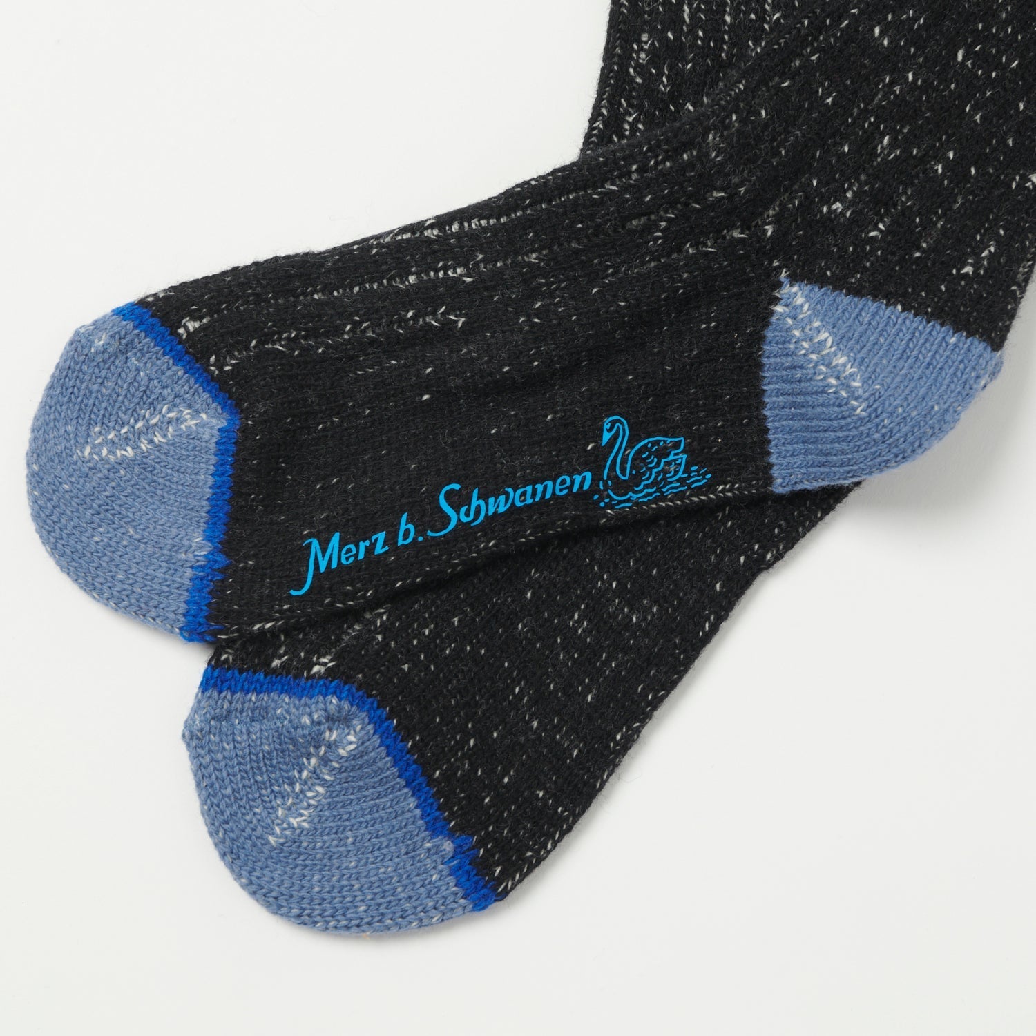 Merz b. Schwanen MW72 'Extra Fine' Merino Wool Sock - Deep Black/Nature