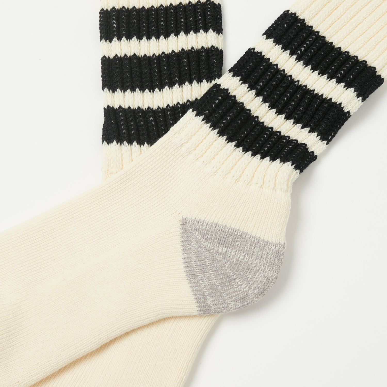 RoToTo Coarse Ribbed Oldschool Crew Sock - Black
