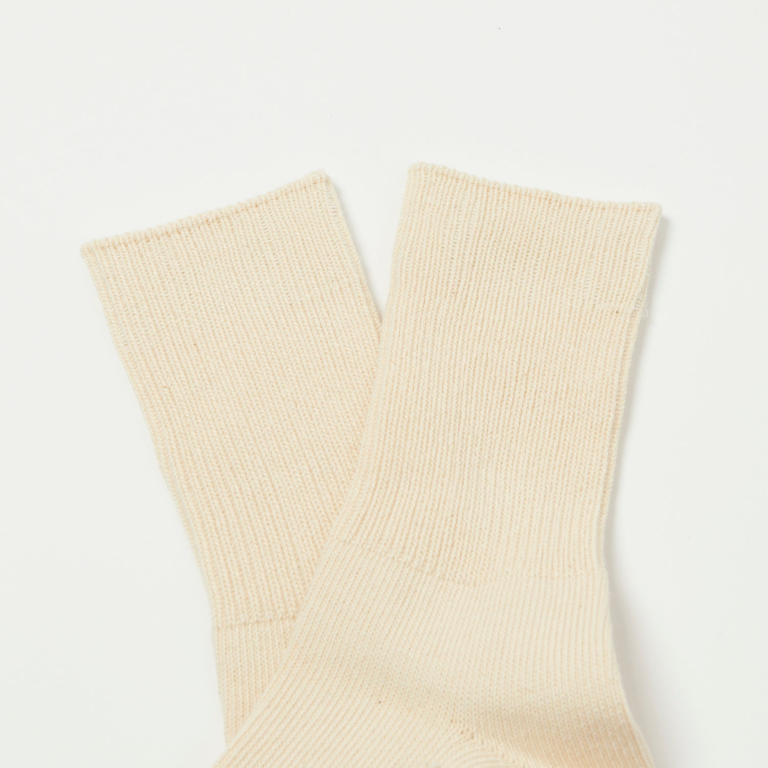 RoToTo Organic Daily Three Pack Ribbed Crew Sock - Ecru