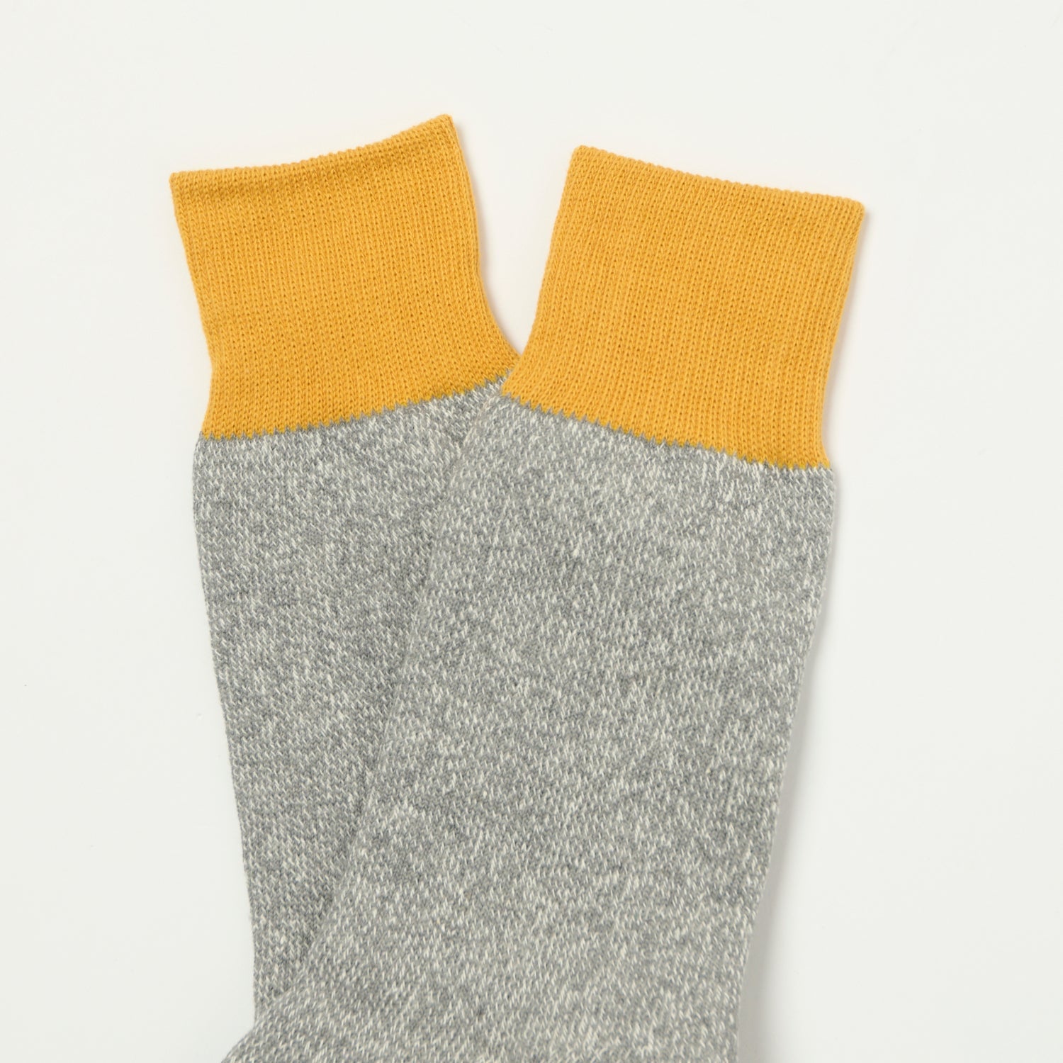RoToTo Silk & Cotton Double Face Crew Sock - Dark Yellow/Grey