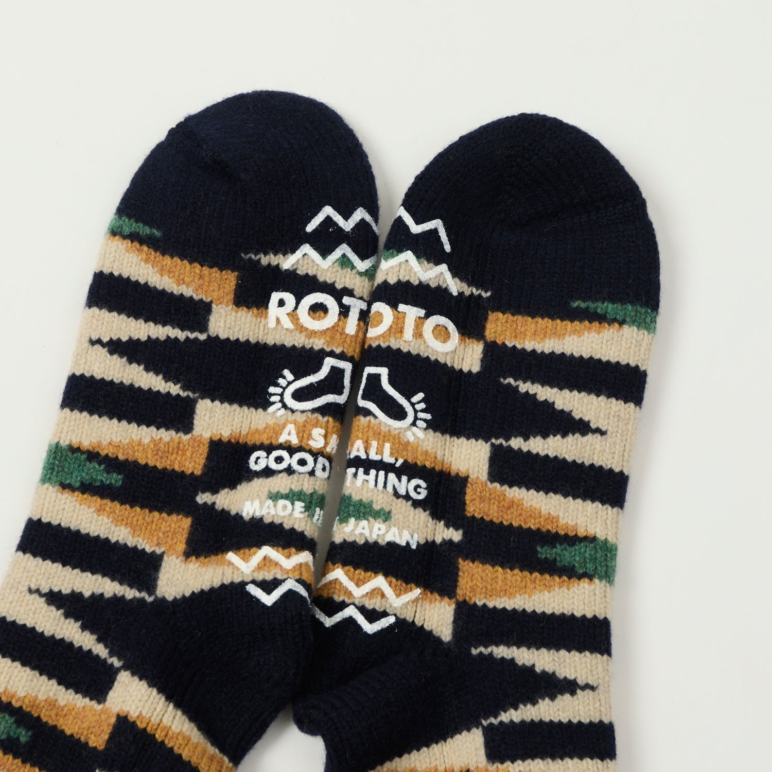 RoToTo Merino Lambs Wool 'Native' Room Sock - Navy