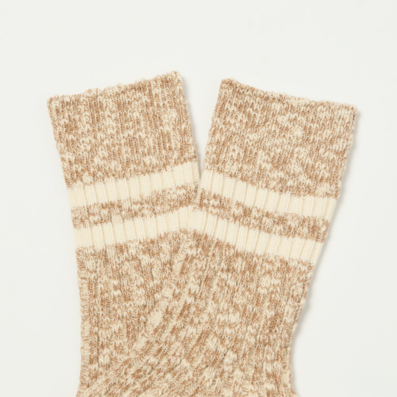 RoToTo Organic Cotton Slub Stripe Sock - Coffee