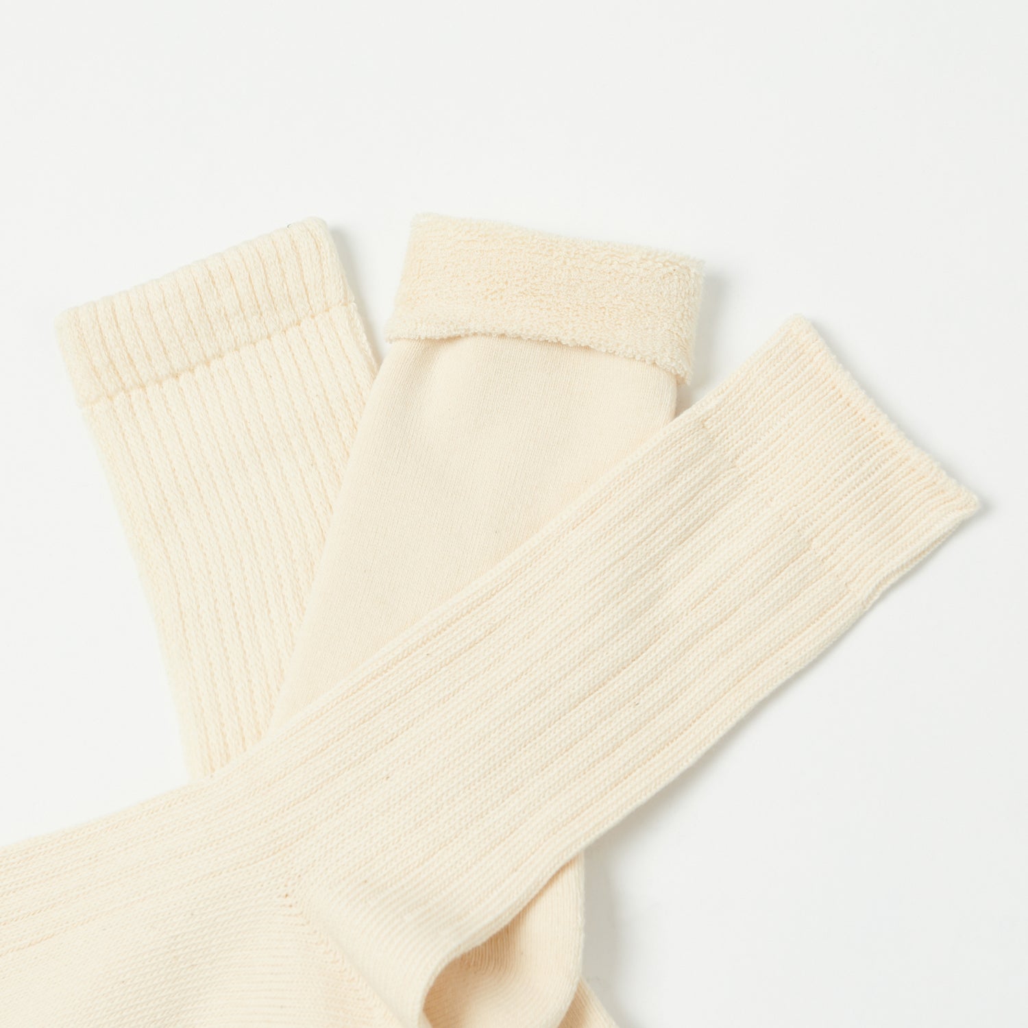 RoToTo Organic Daily Three Pack Sock - Ecru