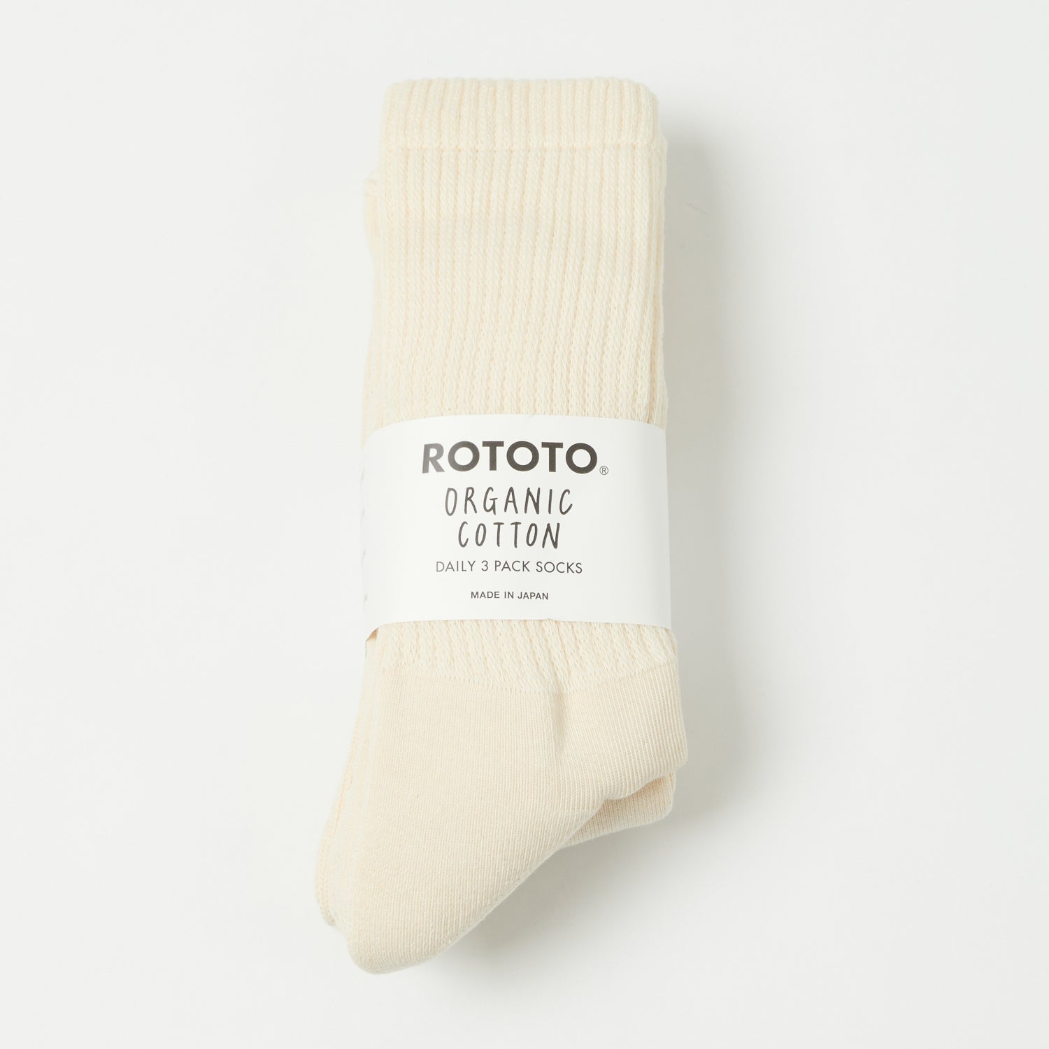 RoToTo Organic Daily Three Pack Sock - Ecru