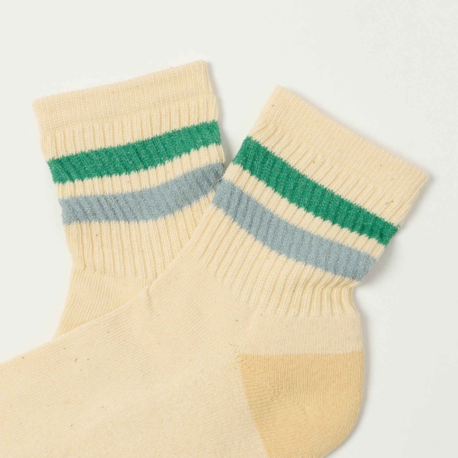 RoToTo Retro Athletic Ankle Sock - Green/Light Blue