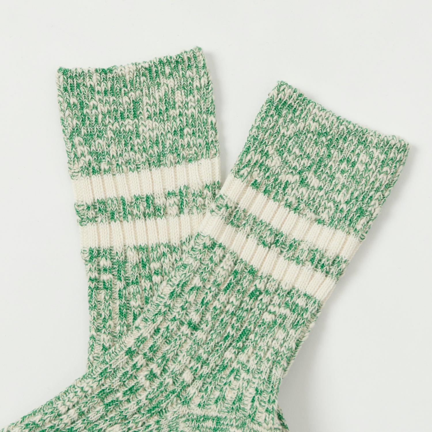 RoToTo Organic Cotton Slub Stripe Sock - Green