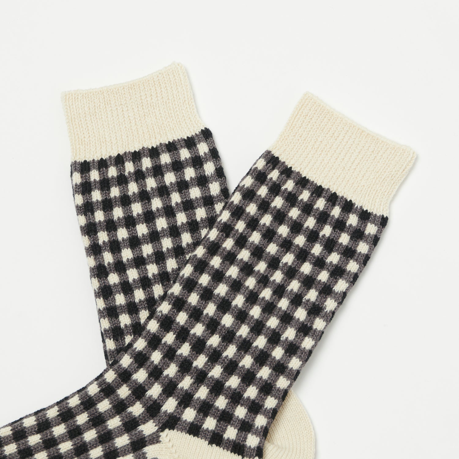 RoToTo Gingham Check Sock - Black