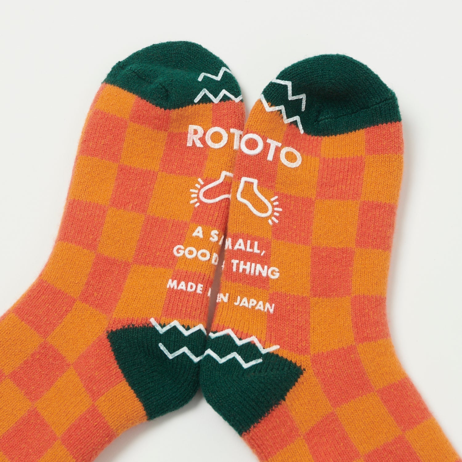 RoToTo Checkerboard Pile Room Sock - Beige/Dark Green